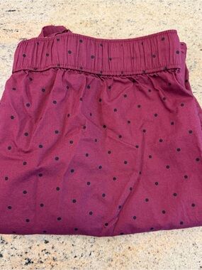 J crew men’s LARGE Polka Dot “beet” colored pull on w/drawstring lounge pants